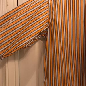 Striped Dress Shirt Orange and Blue 15 1/2 34/35